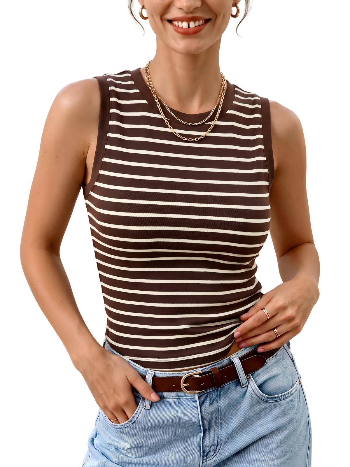 Meetrendi Women's Premium Cotton Tank Top Sleeveless Fitted Crop Basic Top