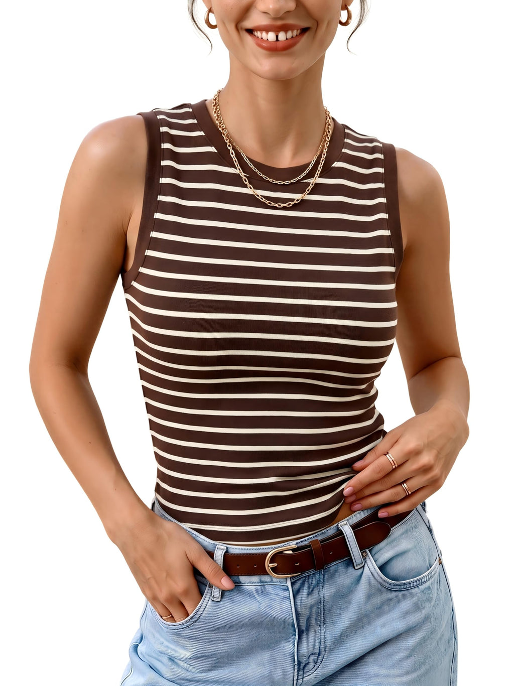 Meetrendi Women's Premium Cotton Tank Top Sleeveless Fitted Crop Basic Top