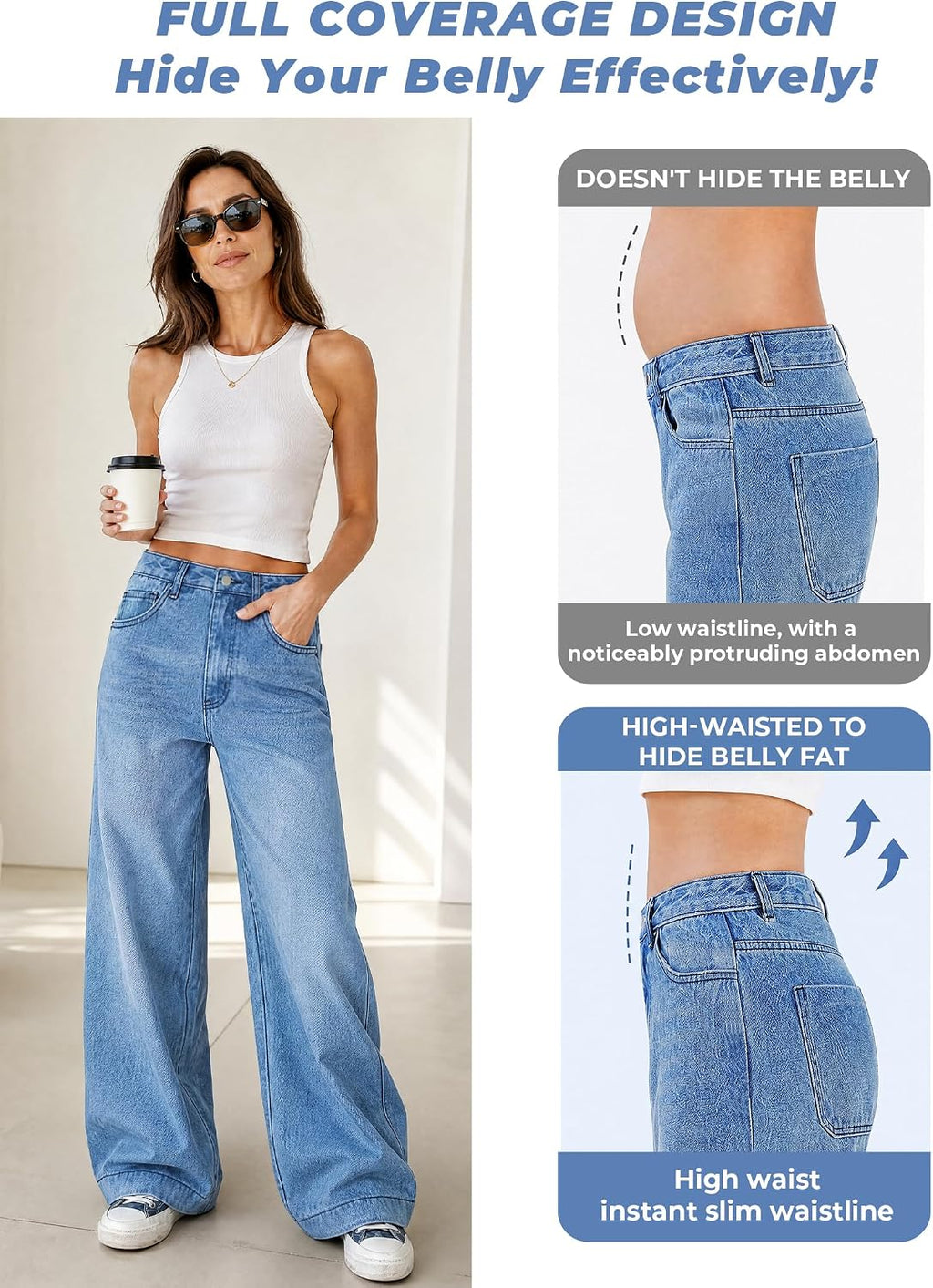 EMMIOL Women 2026 Wide Leg Jeans High Waist Stretchy Baggy Denim Pants