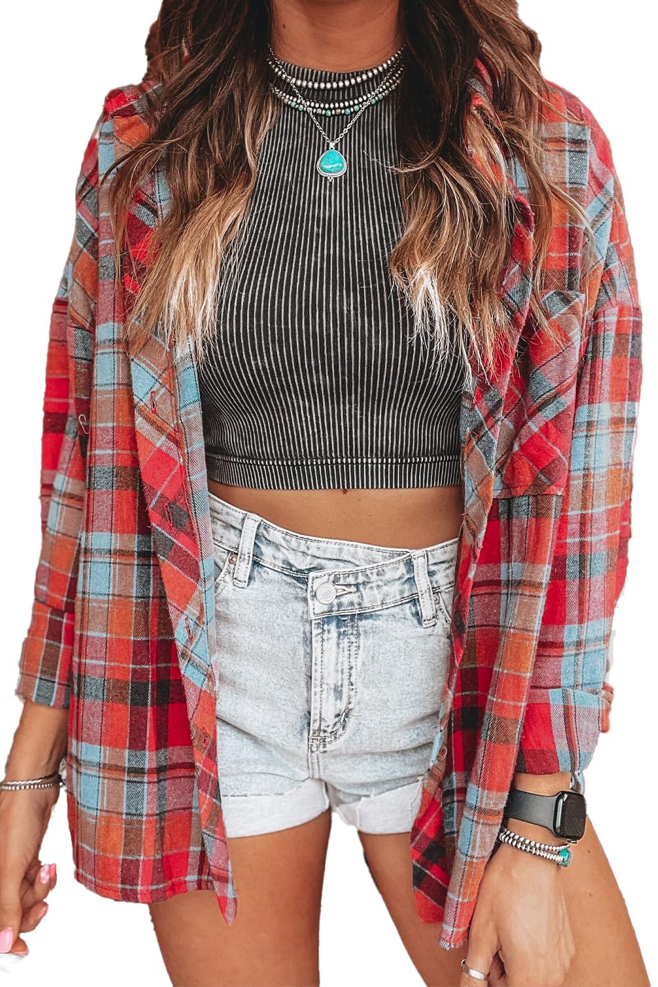 KevaMolly Plaid Flannel Shirts for Women Long Sleeve