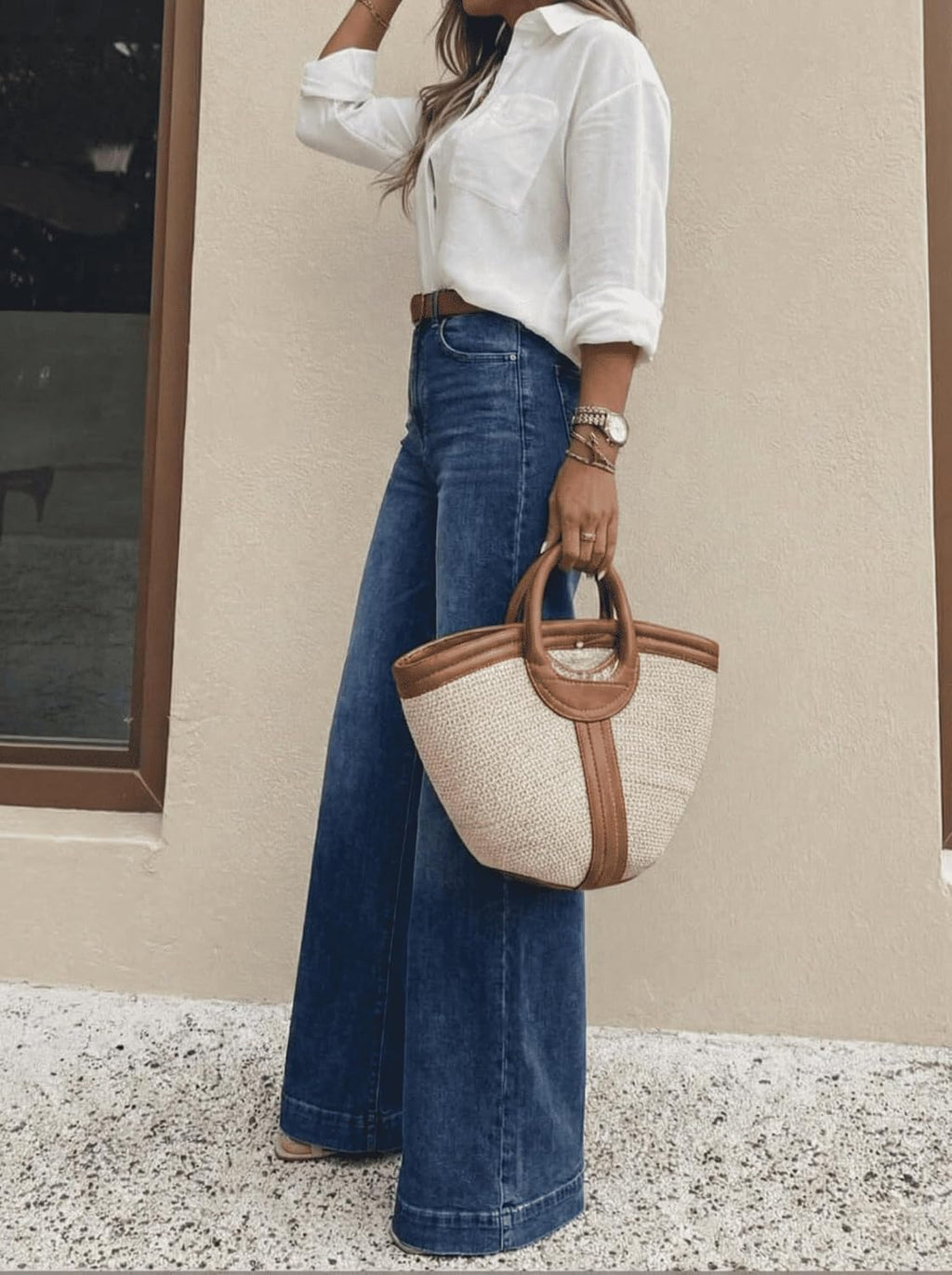 Women's High Waisted Wide Leg Jeans Classic 5-Pocket Dark Wash Long Bootcut Denim Pants for Casual Office Work