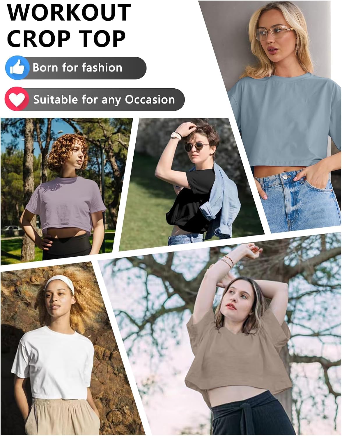 Dalavch 4/6 Pack Women's Crop Top Short Sleeve Athletic Workout Loose Fit