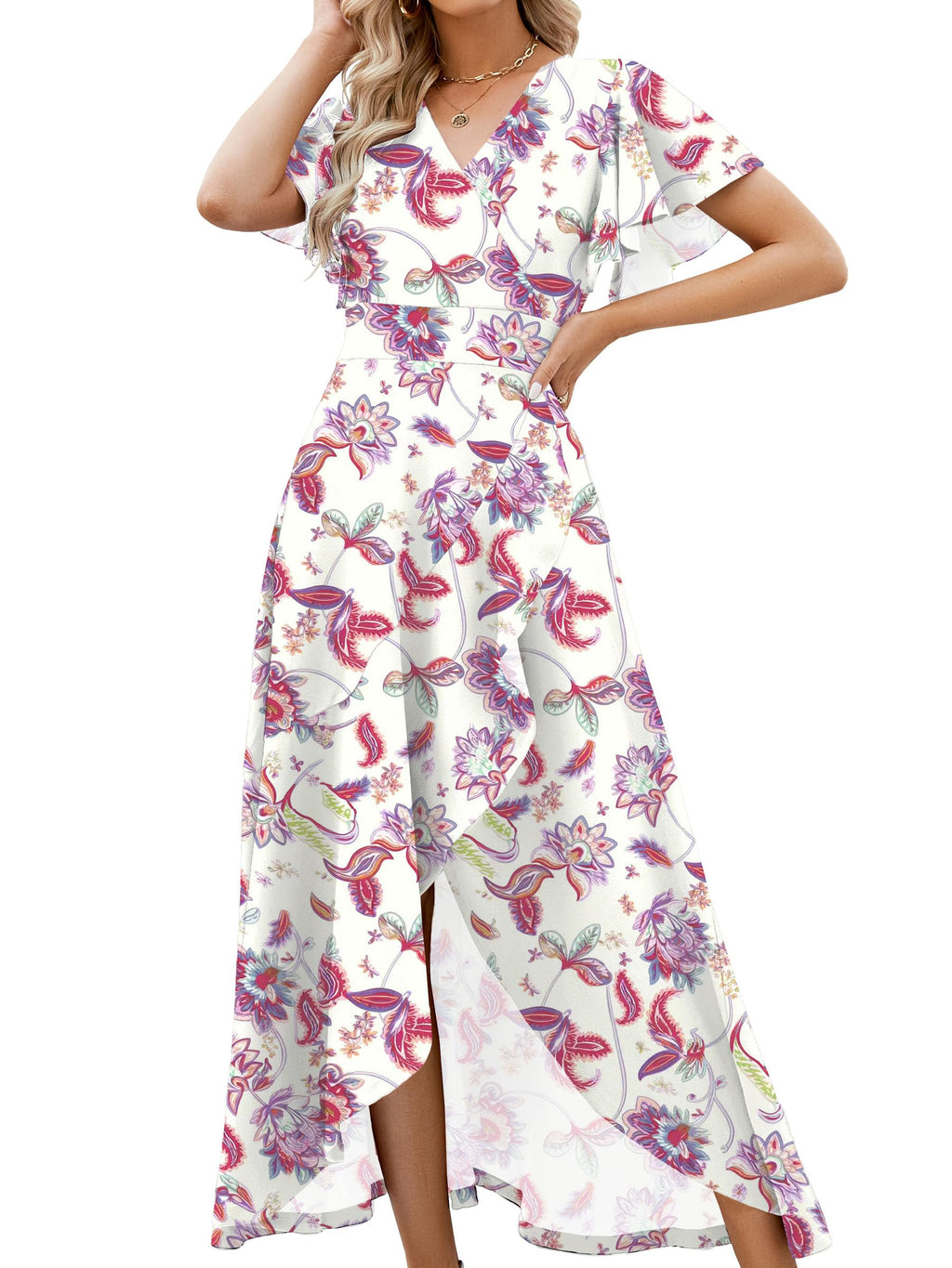 ZZV Formal Dresses for Women Gowns Evening V Neck Wedding Guest Dresses