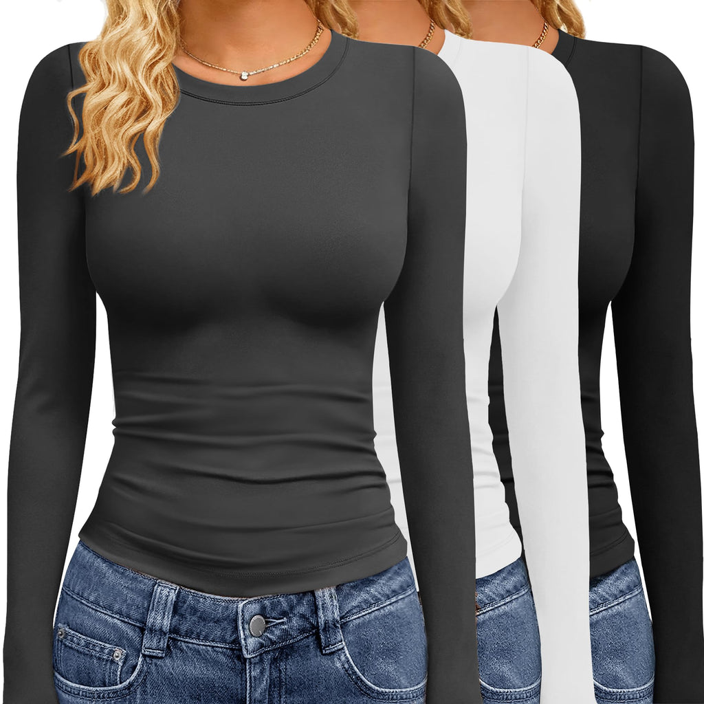 GAYHAY 3 Pack Womens Long Sleeve T Shirts Crew Neck Fall Winter Top 2026