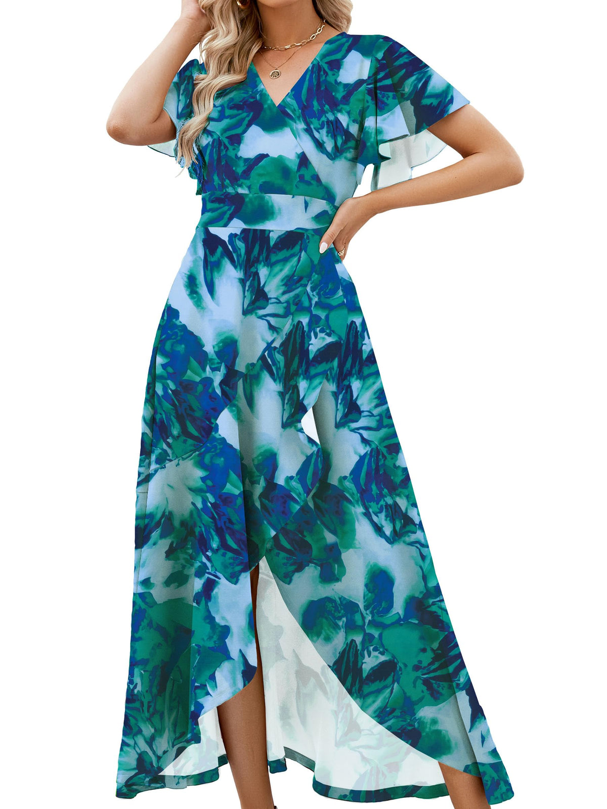 ZZV Formal Dresses for Women Gowns Evening V Neck Wedding Guest Dresses