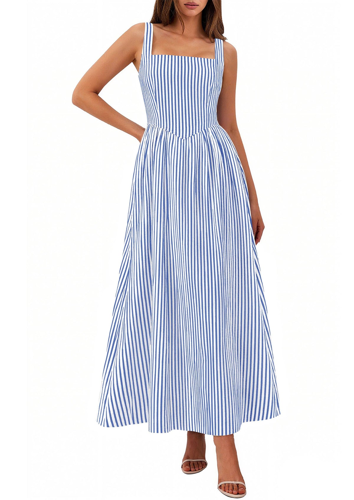 PRETTYGARDEN Women's Maxi Dress Summer Striped Sundress