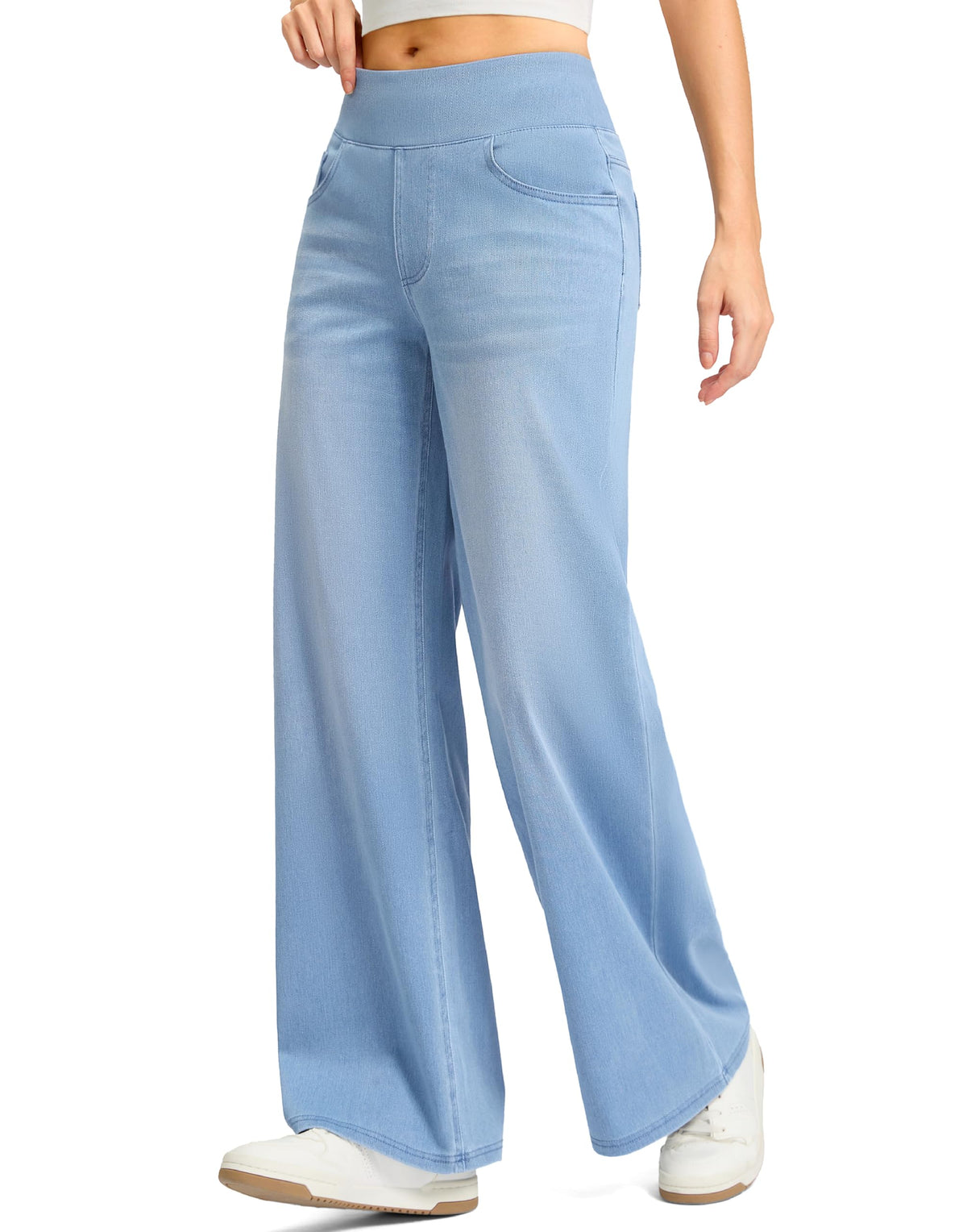 Rammus Wide Leg Jeans Woman High Waisted Pull On Stretchy Denim Pants