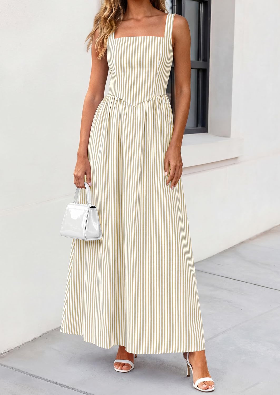 PRETTYGARDEN Women's Maxi Dress Summer Striped Sundress