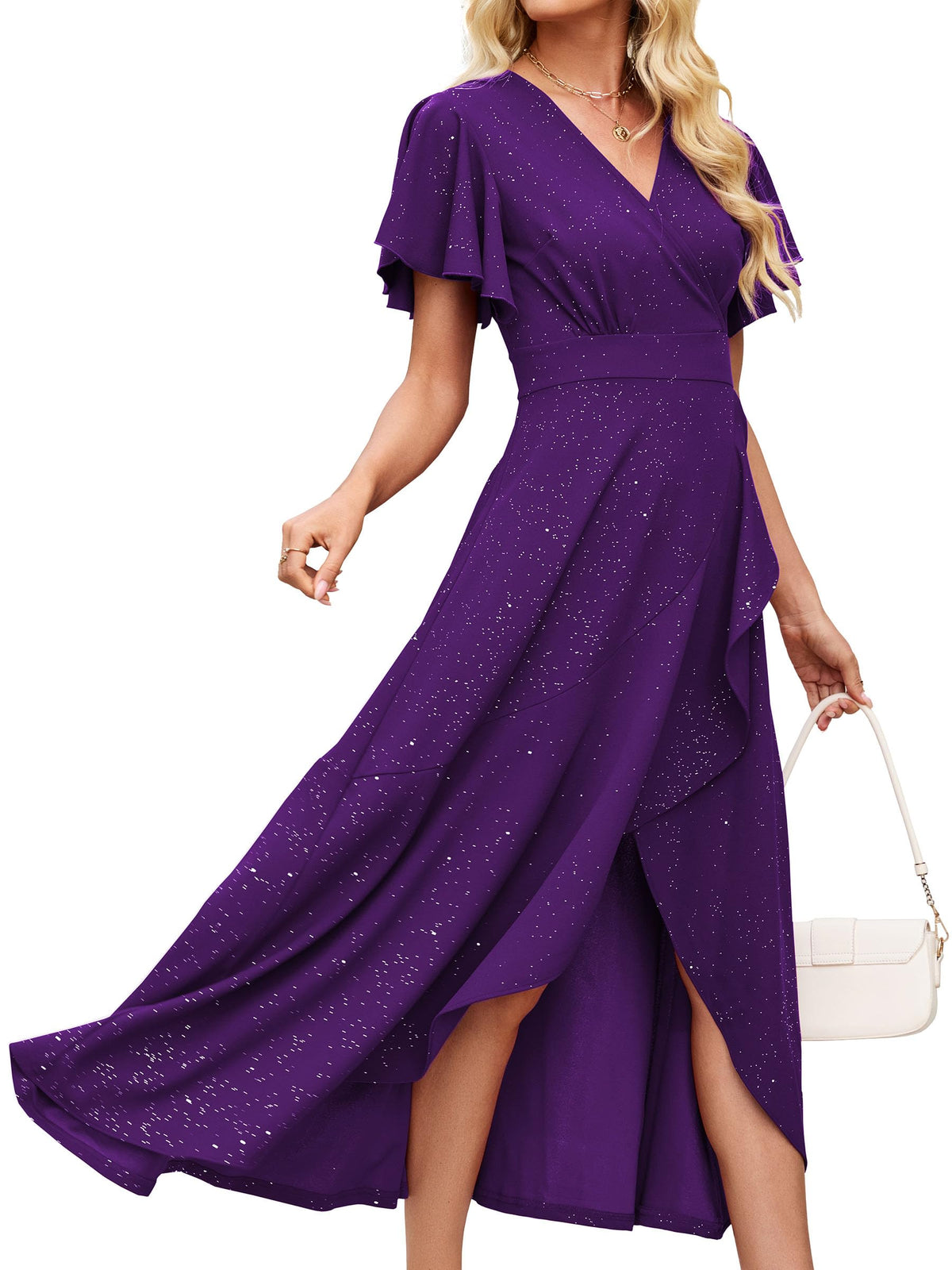 ZZV Formal Dresses for Women Gowns Evening V Neck Wedding Guest Dresses