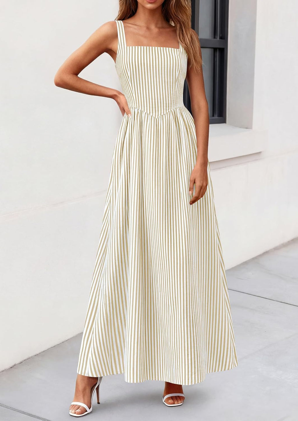 PRETTYGARDEN Women's Maxi Dress Summer Striped Sundress