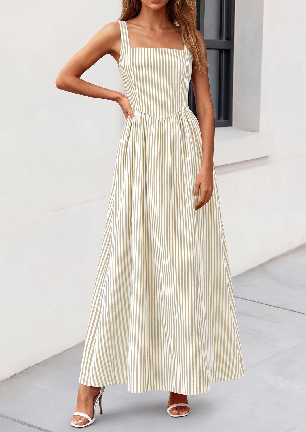 PRETTYGARDEN Women's Maxi Dress Summer Striped Sundress