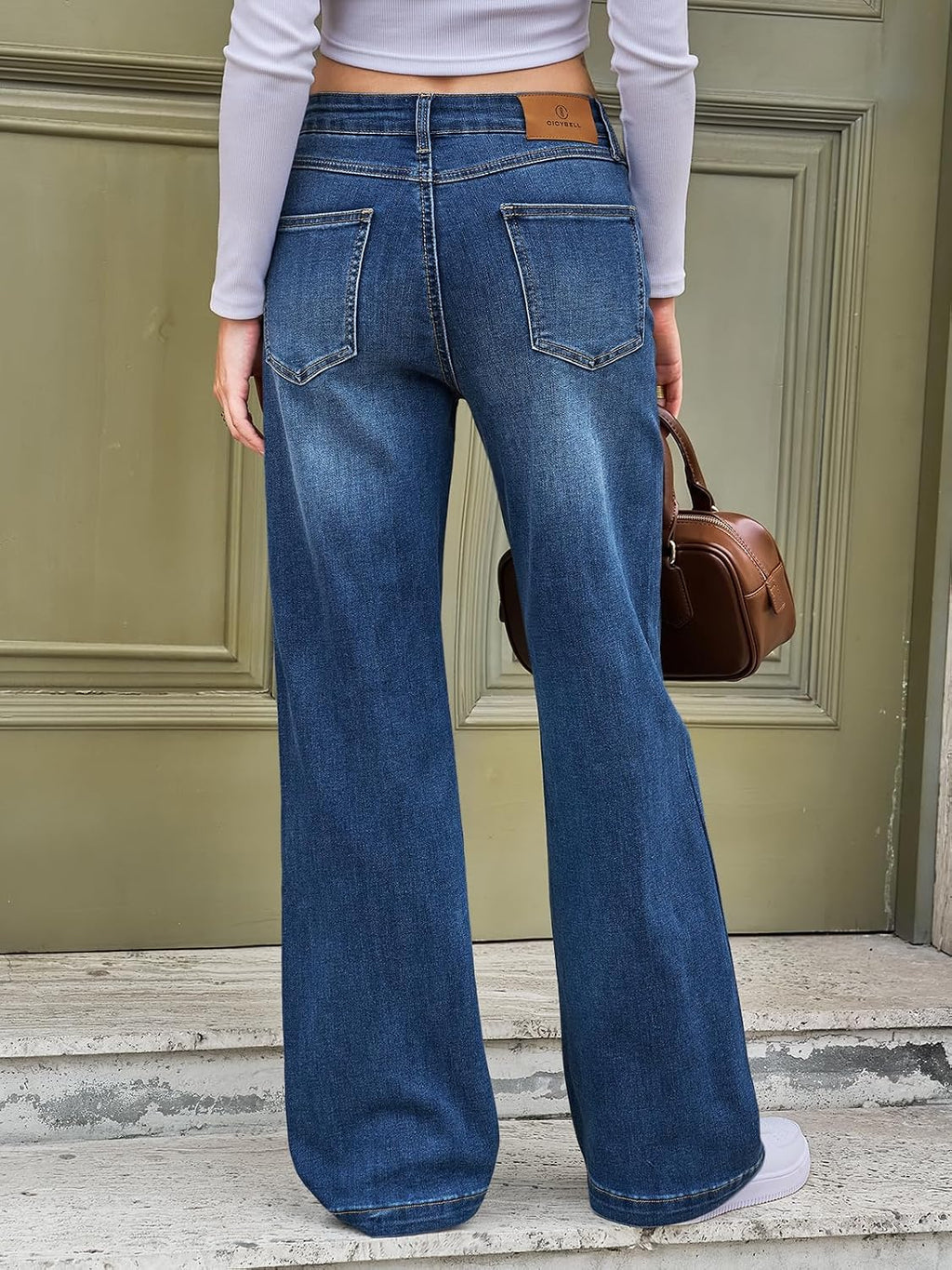 Cicy Bell Womens Wide Leg Jeans High Waisted Stretchy Baggy Denim Pants