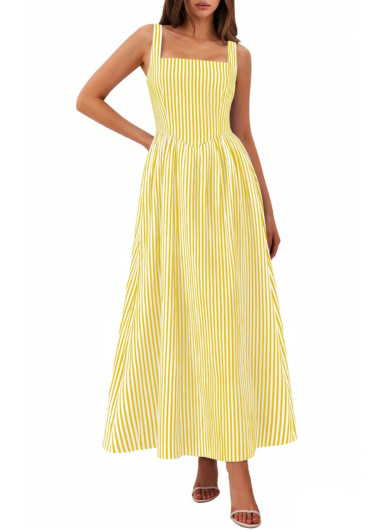 PRETTYGARDEN Women's Maxi Dress Summer Striped Sundress