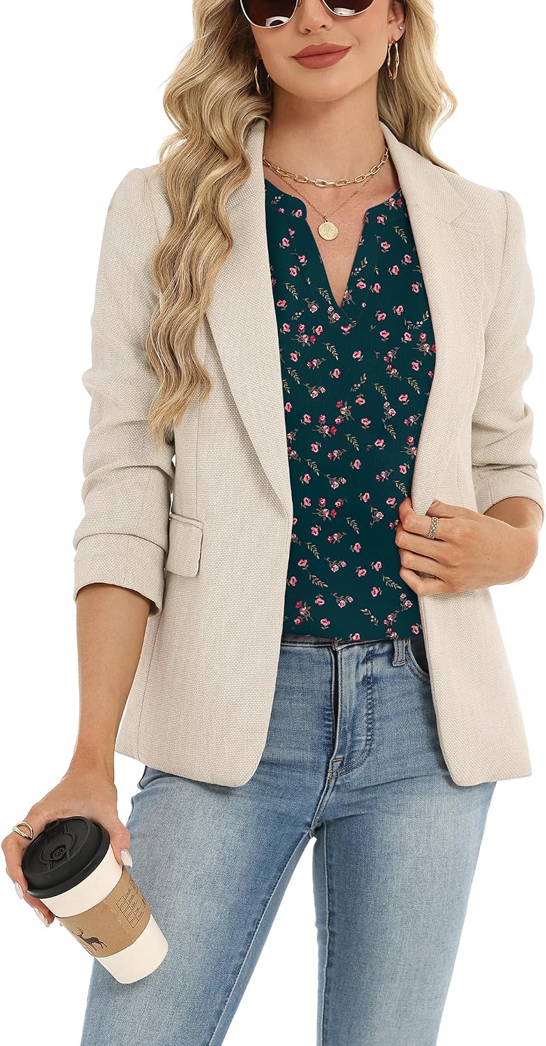 Zeagoo Womens Dressy Casual Chffon Shirts Short Sleeve V Neck Work Blouse