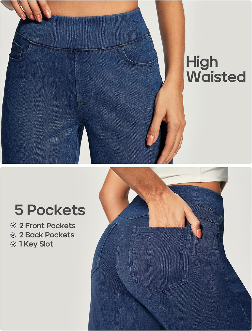 Wide Leg Jeans for Women Trendy Stretchy Pull On Baggy Sweatpant Jeans