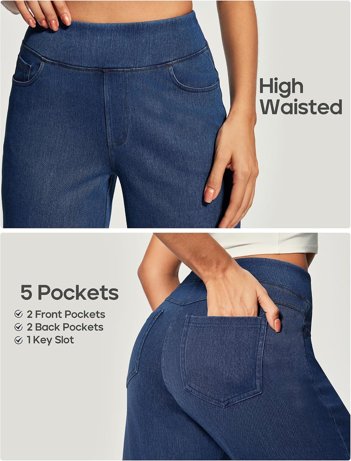 Wide Leg Jeans for Women Trendy Stretchy Pull On Baggy Sweatpant Jeans