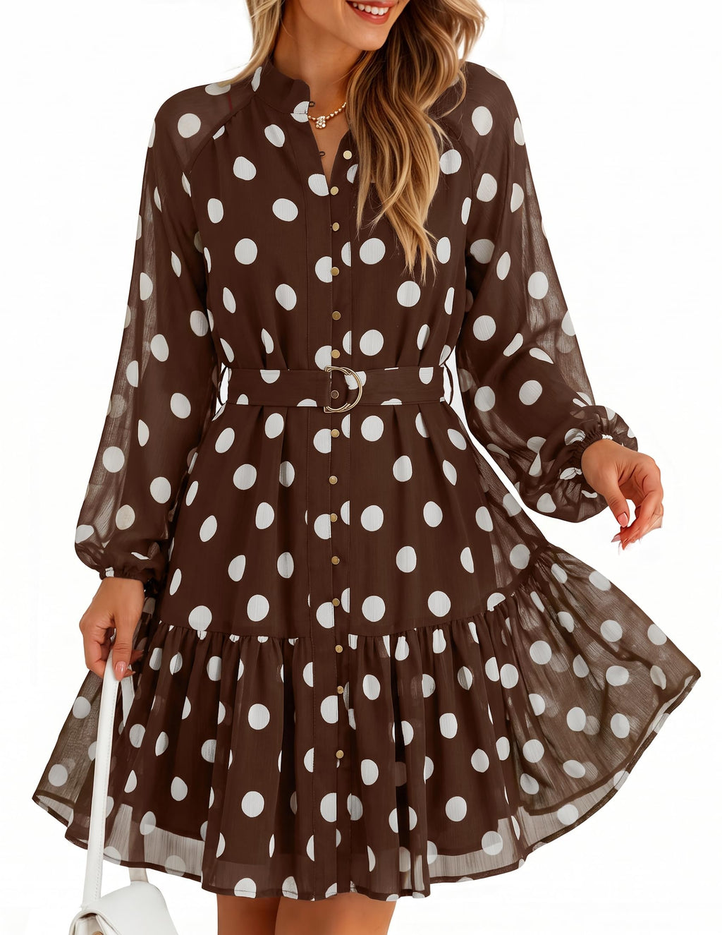 ZESICA Womens 2026 Fall Long Sleeve Floral Mini Dress