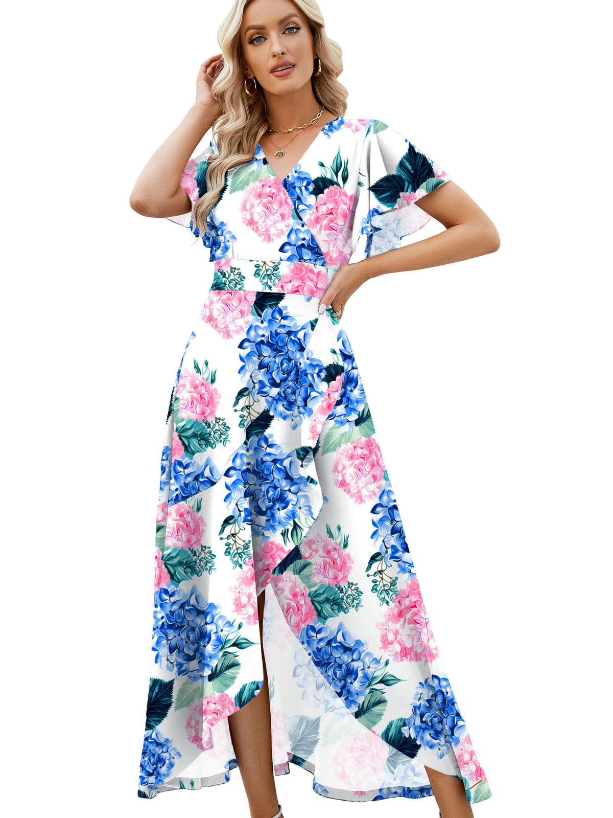 ZZV Formal Dresses for Women Gowns Evening V Neck Wedding Guest Dresses