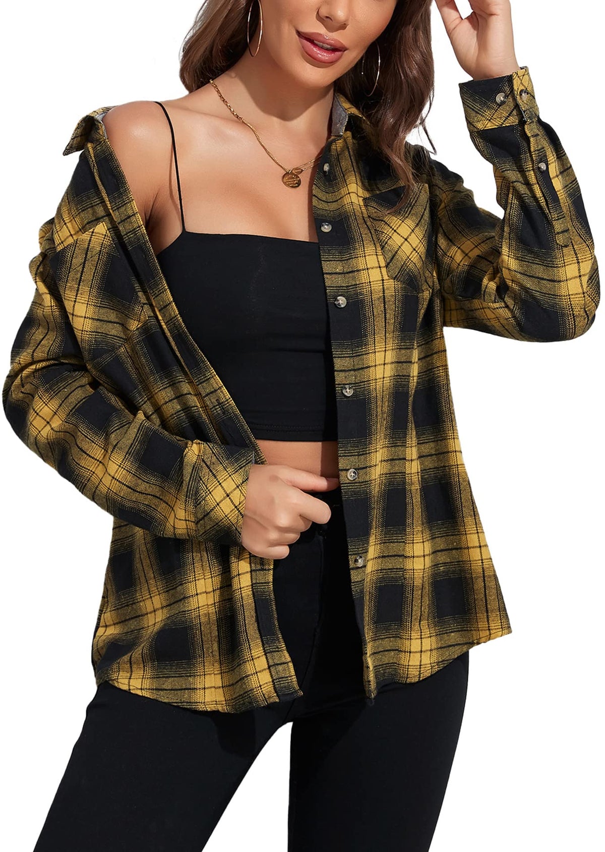 KevaMolly Plaid Flannel Shirts for Women Long Sleeve
