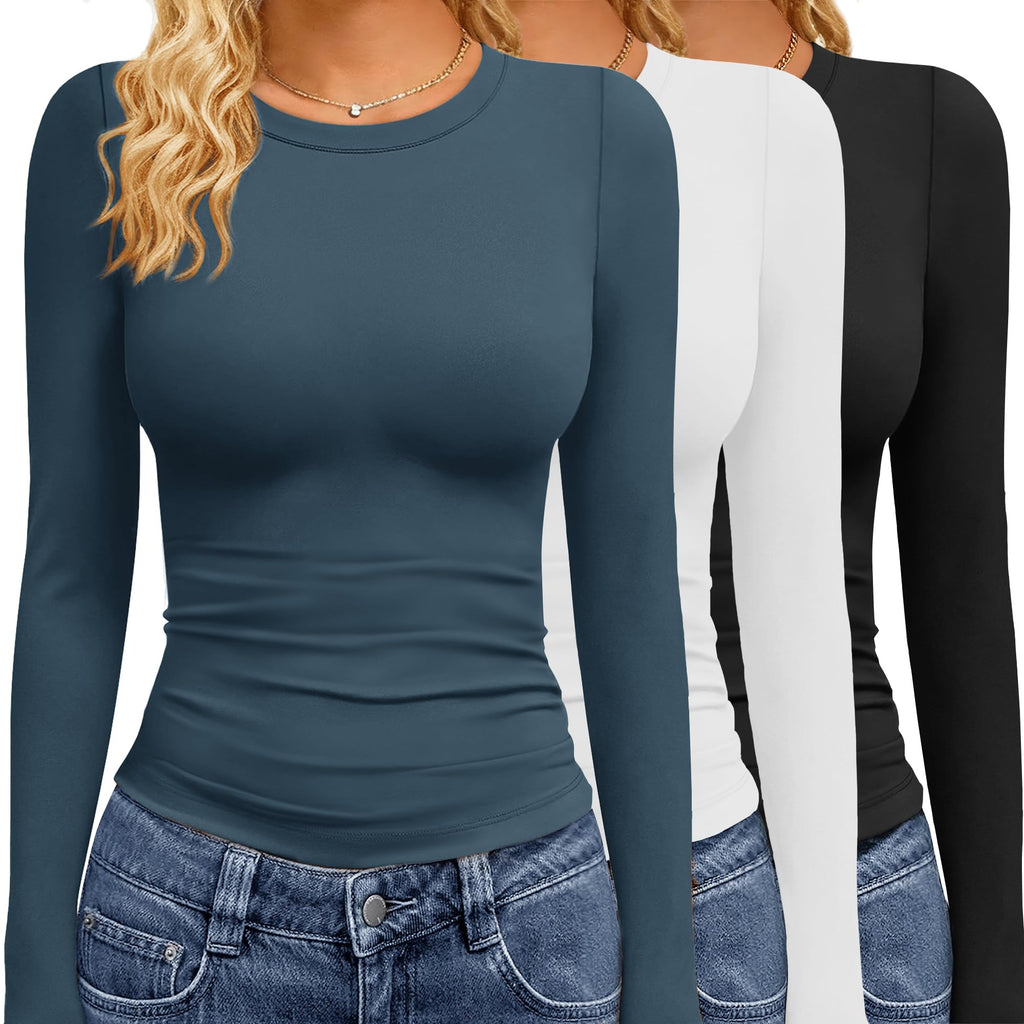 GAYHAY 3 Pack Womens Long Sleeve T Shirts Crew Neck Fall Winter Top 2026