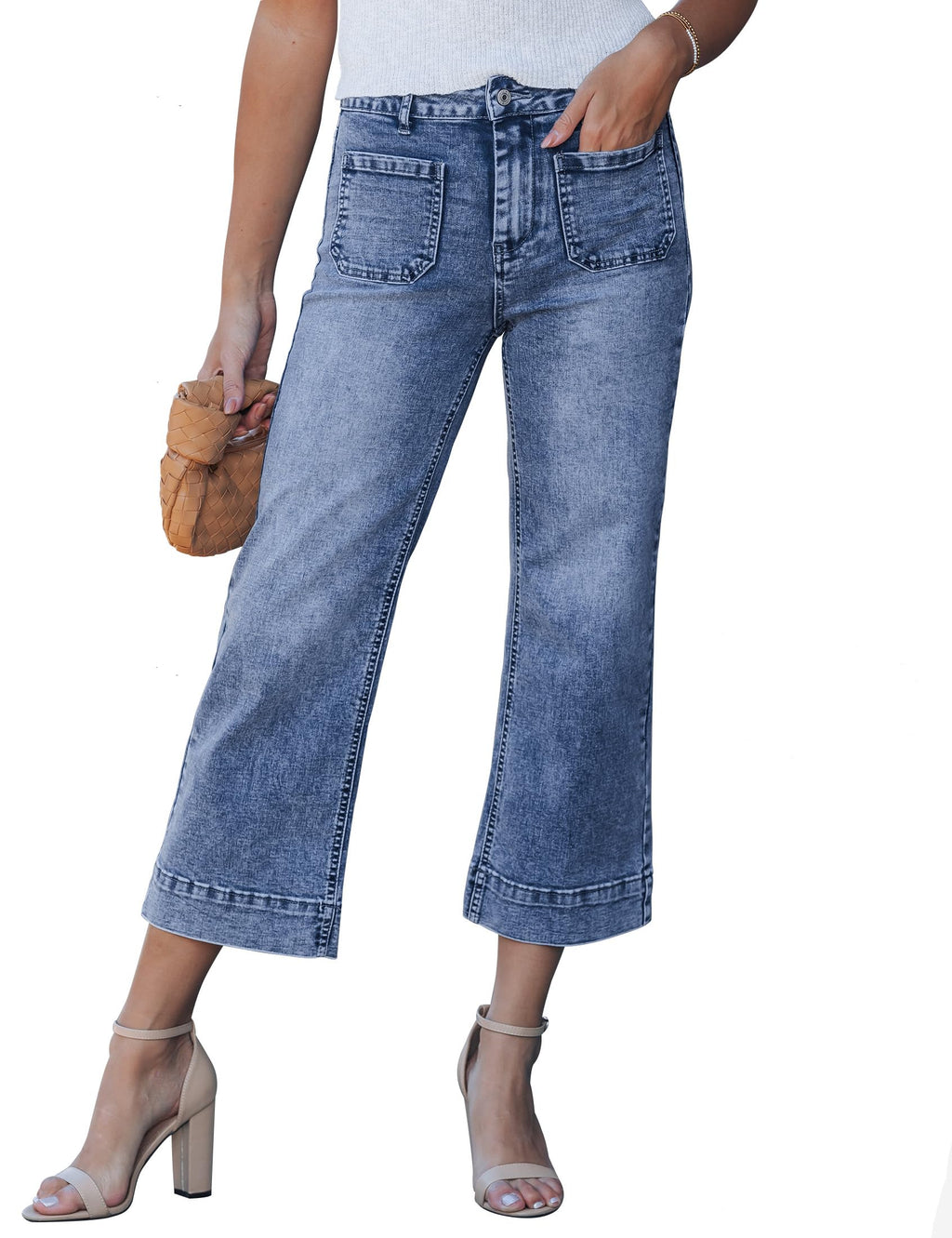 luvamia Wide Leg Jeans for Women Trendy High Waisted Crop Flare Jeans Pants
