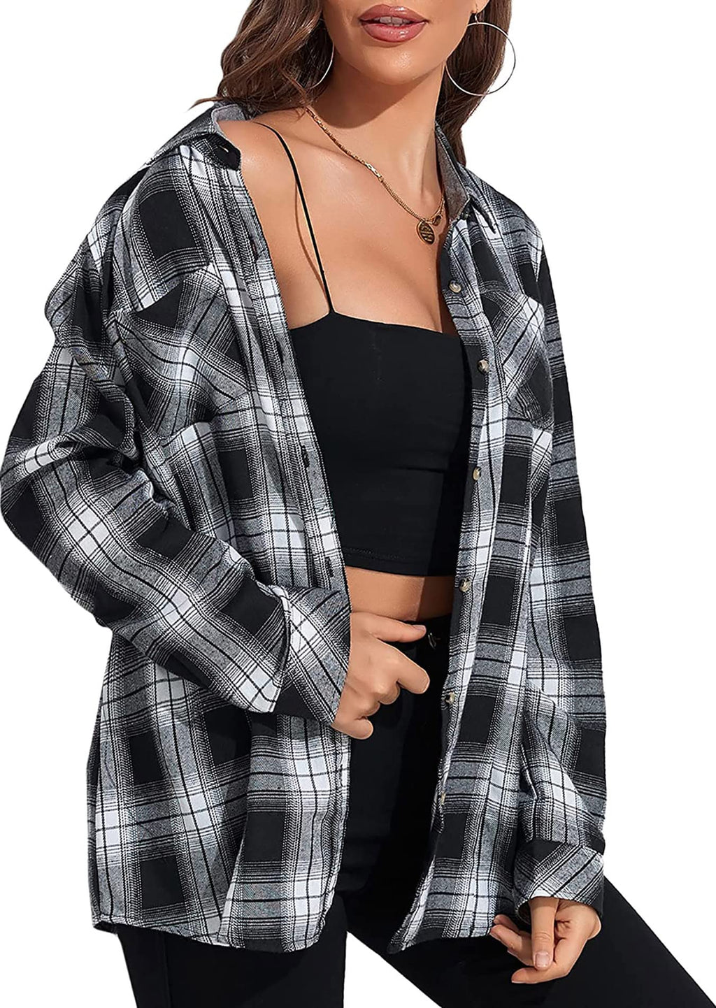 KevaMolly Plaid Flannel Shirts for Women Long Sleeve