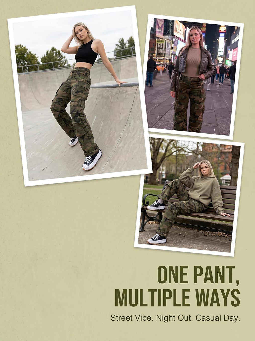 LKOUS Women's Cargo Baggy Straight Jeans Streetwear Y2K Multi Pocket
