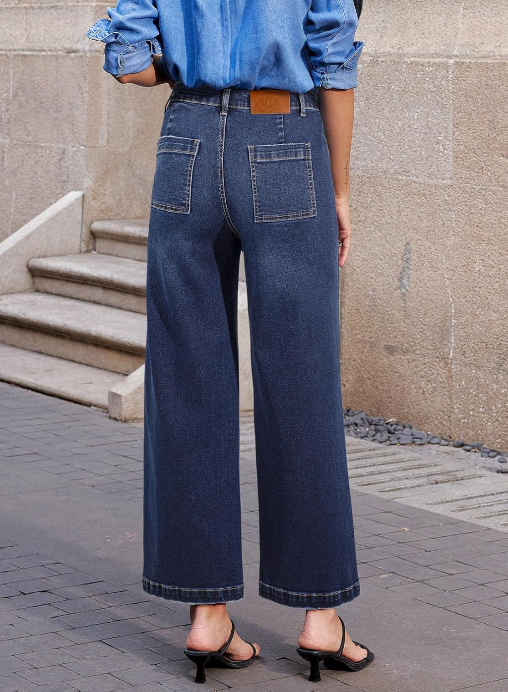 Sidefeel Wide Leg Jeans for Women High Waisted Stretchy Ankle Denim Pants