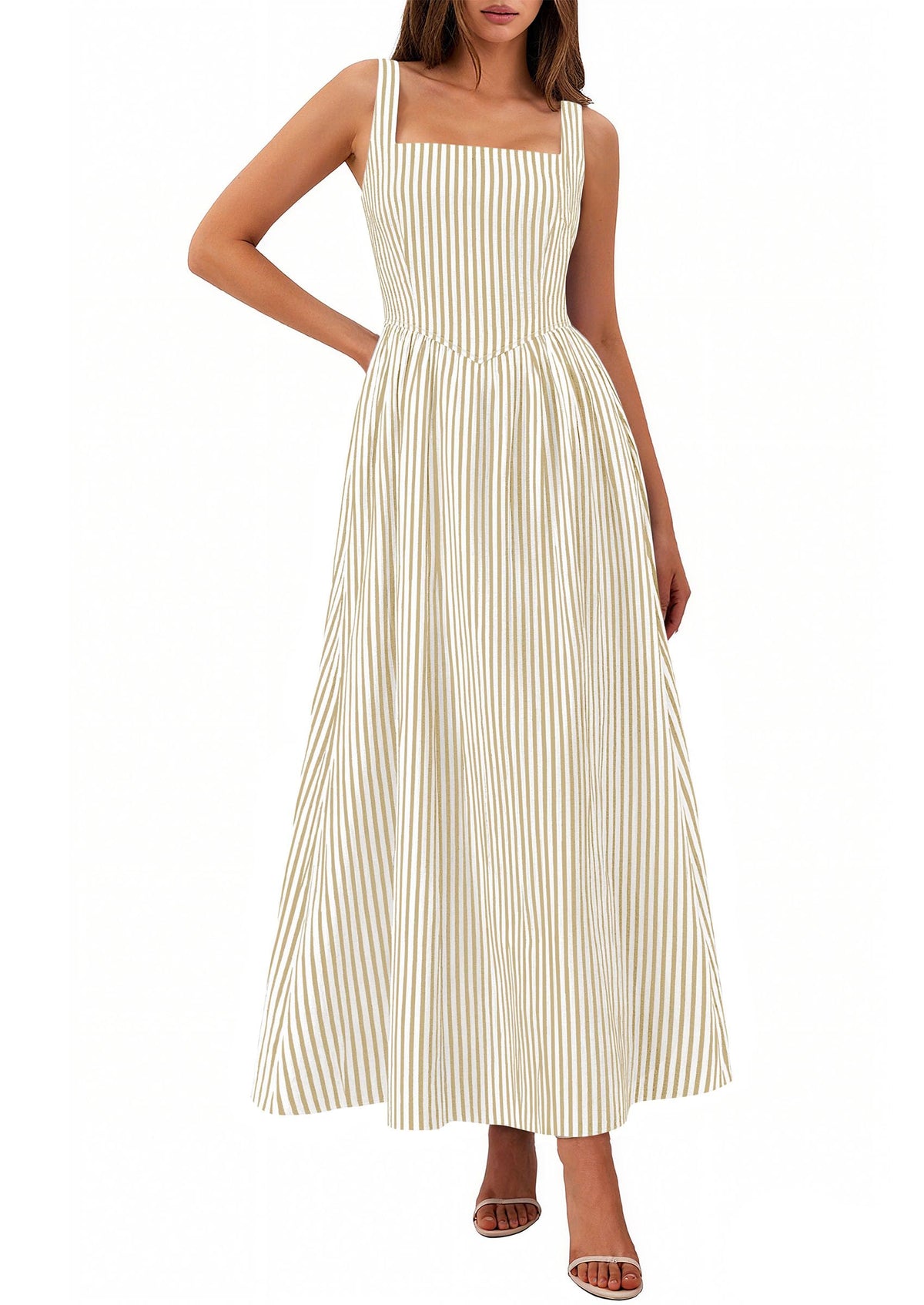PRETTYGARDEN Women's Maxi Dress Summer Striped Sundress