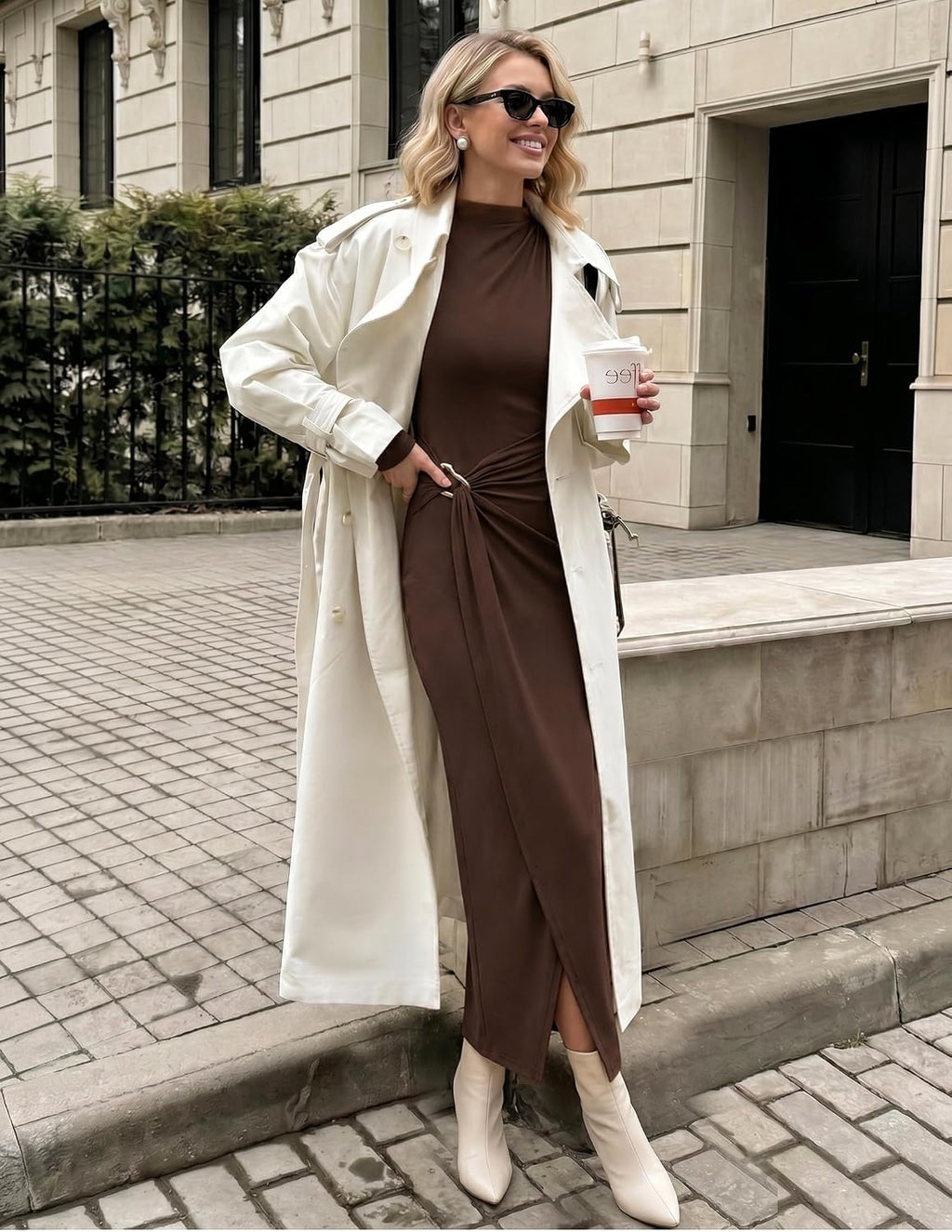 ZESICA Womens Fall Long Sleeve Wedding Guest Midi Dresses