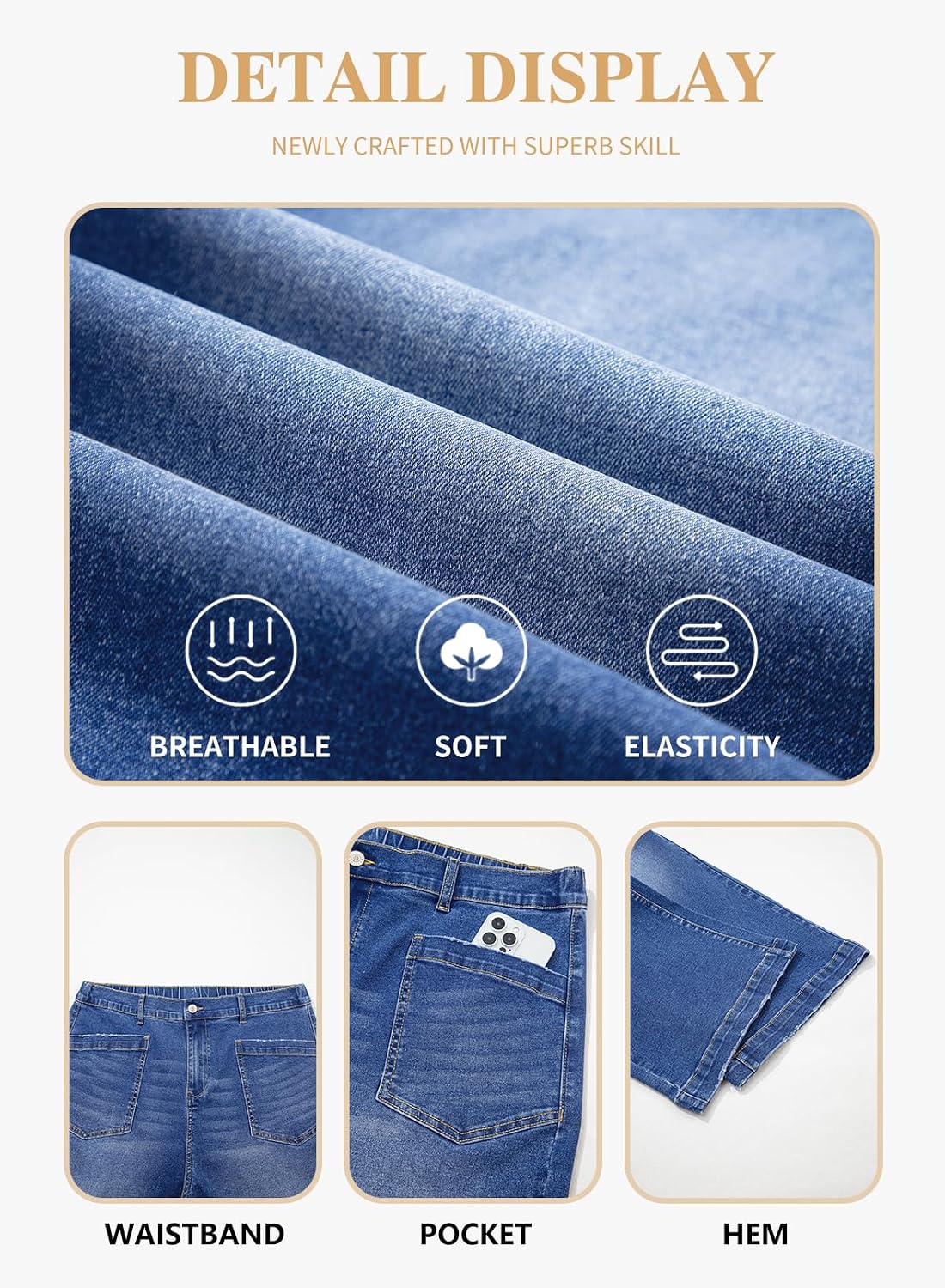Eytino Plus Size Jeans for Women High Waisted Wide Leg Jeans Trendy Baggy Loose Stretchy Denim Pants with Pockets(1X-5X)