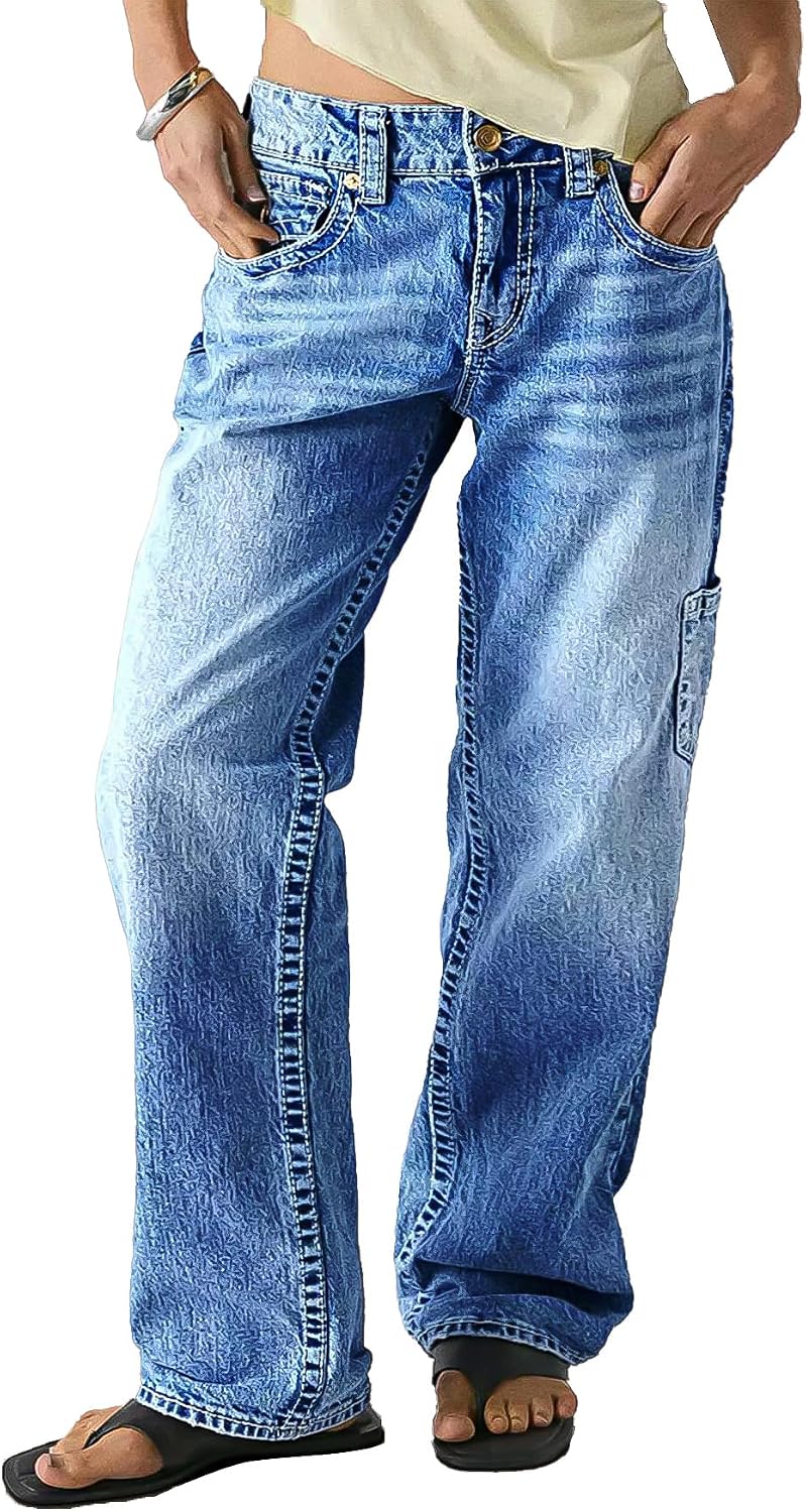 Flamingals Mid Rise Straight Leg Jeans for Women