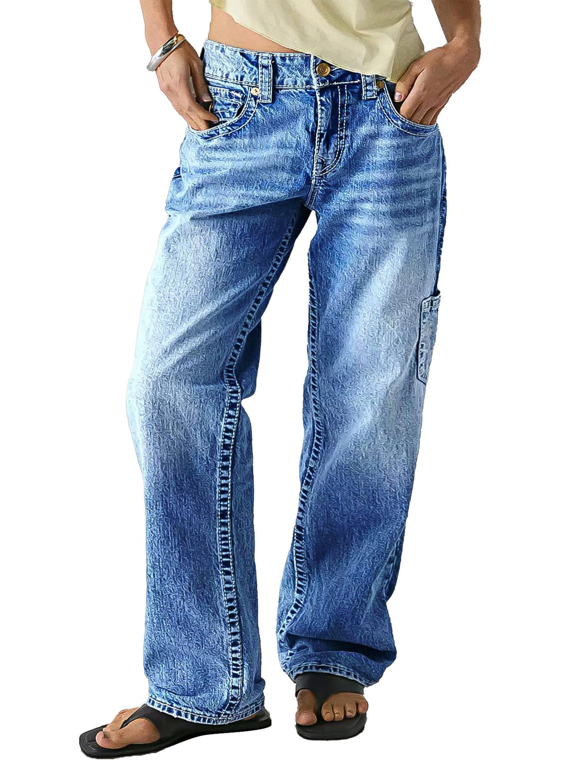 Flamingals Mid Rise Straight Leg Jeans for Women