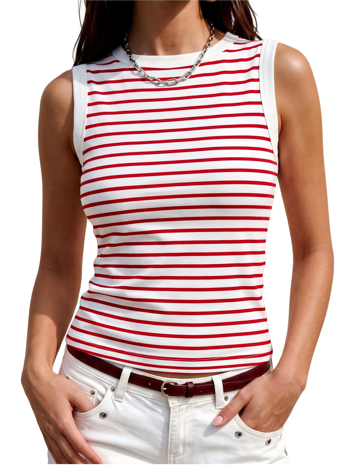 Meetrendi Women's Premium Cotton Tank Top Sleeveless Fitted Crop Basic Top