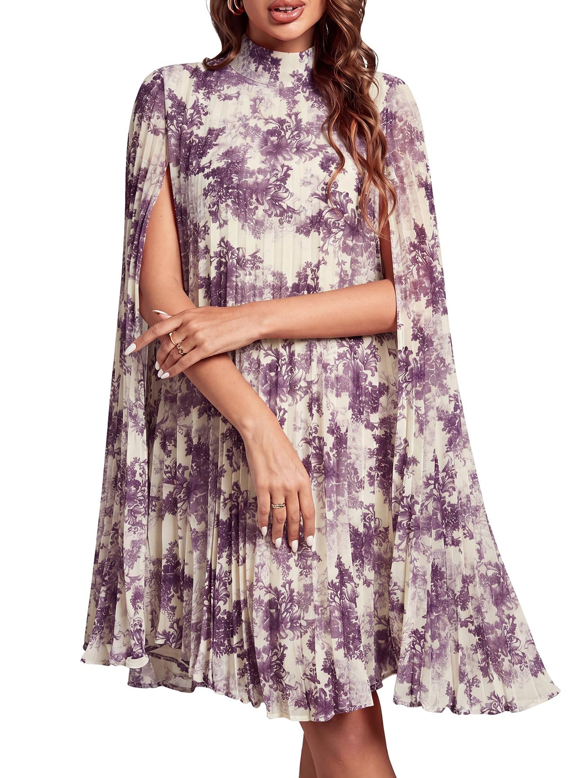 Rooscier Women's Cloak Sleeve Party Midi Dress