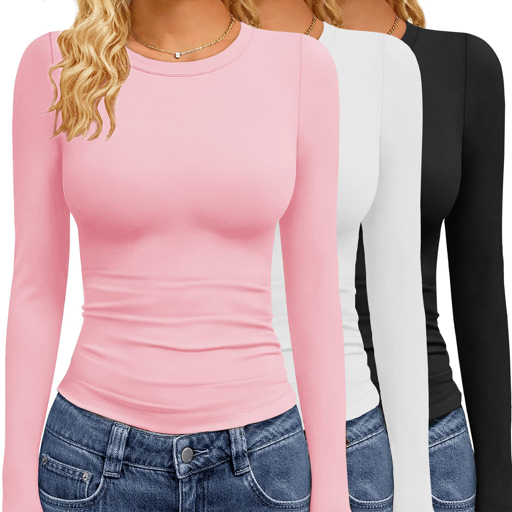 GAYHAY 3 Pack Womens Long Sleeve T Shirts Crew Neck Fall Winter Top 2026