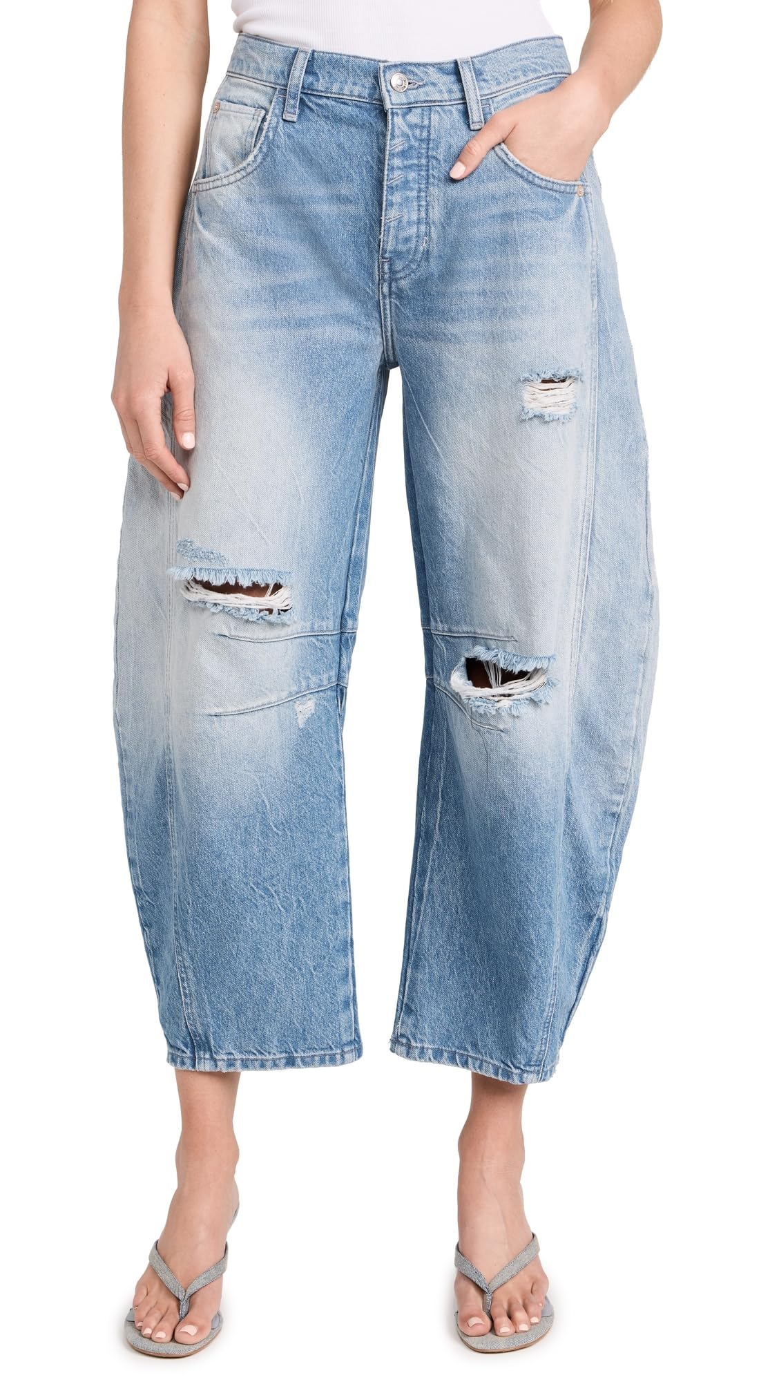 Free People Women's Good Luck Mid-Rise Barrel Jeans