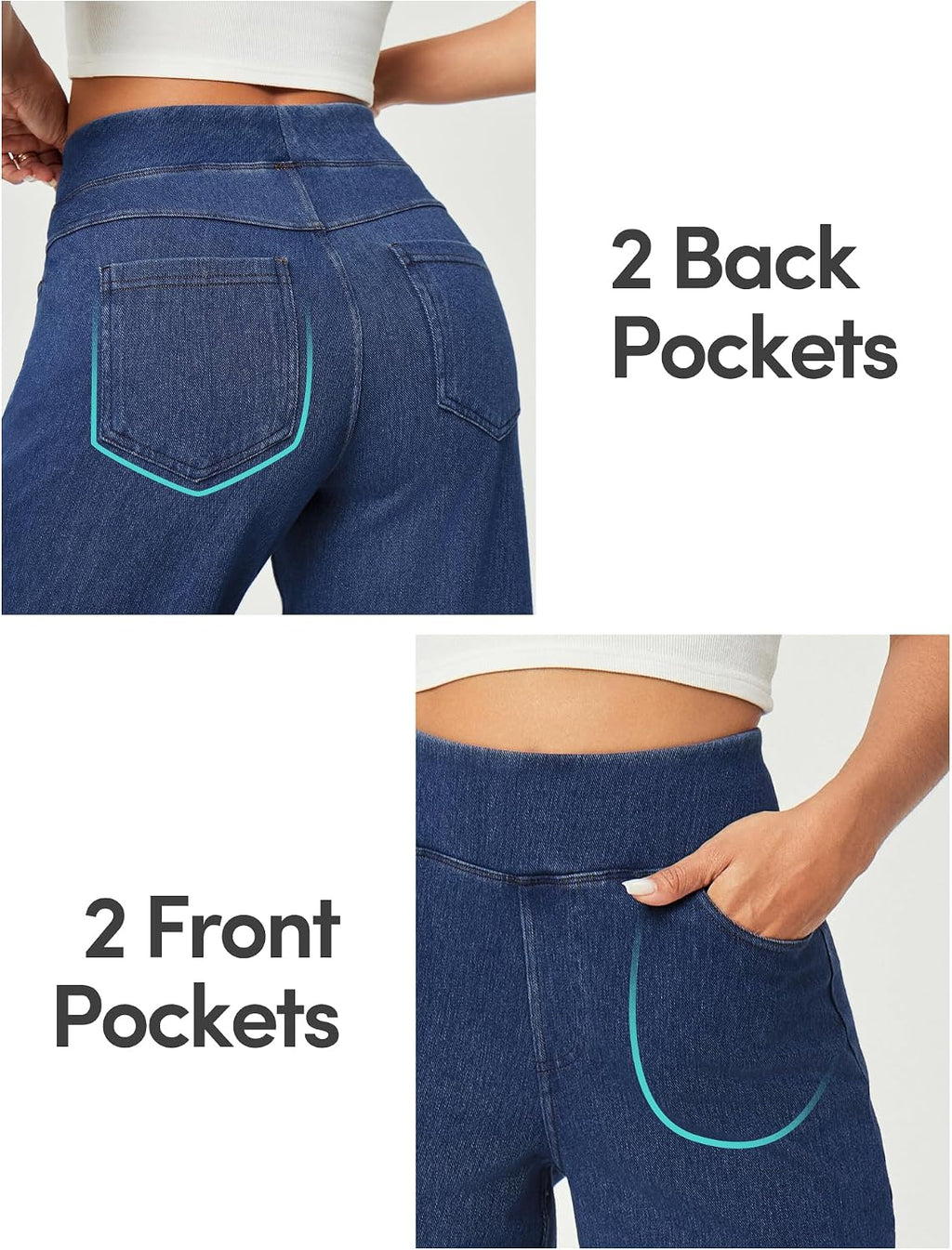 Wide Leg Jeans for Women High Waisted Pull On Sweatpant Jean Denim Pants