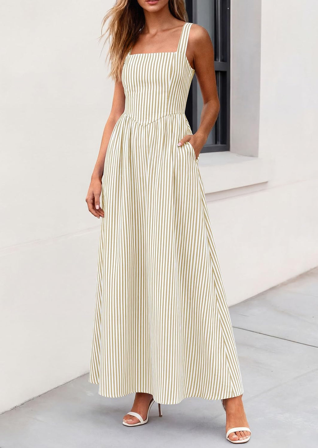 PRETTYGARDEN Women's Maxi Dress Summer Striped Sundress