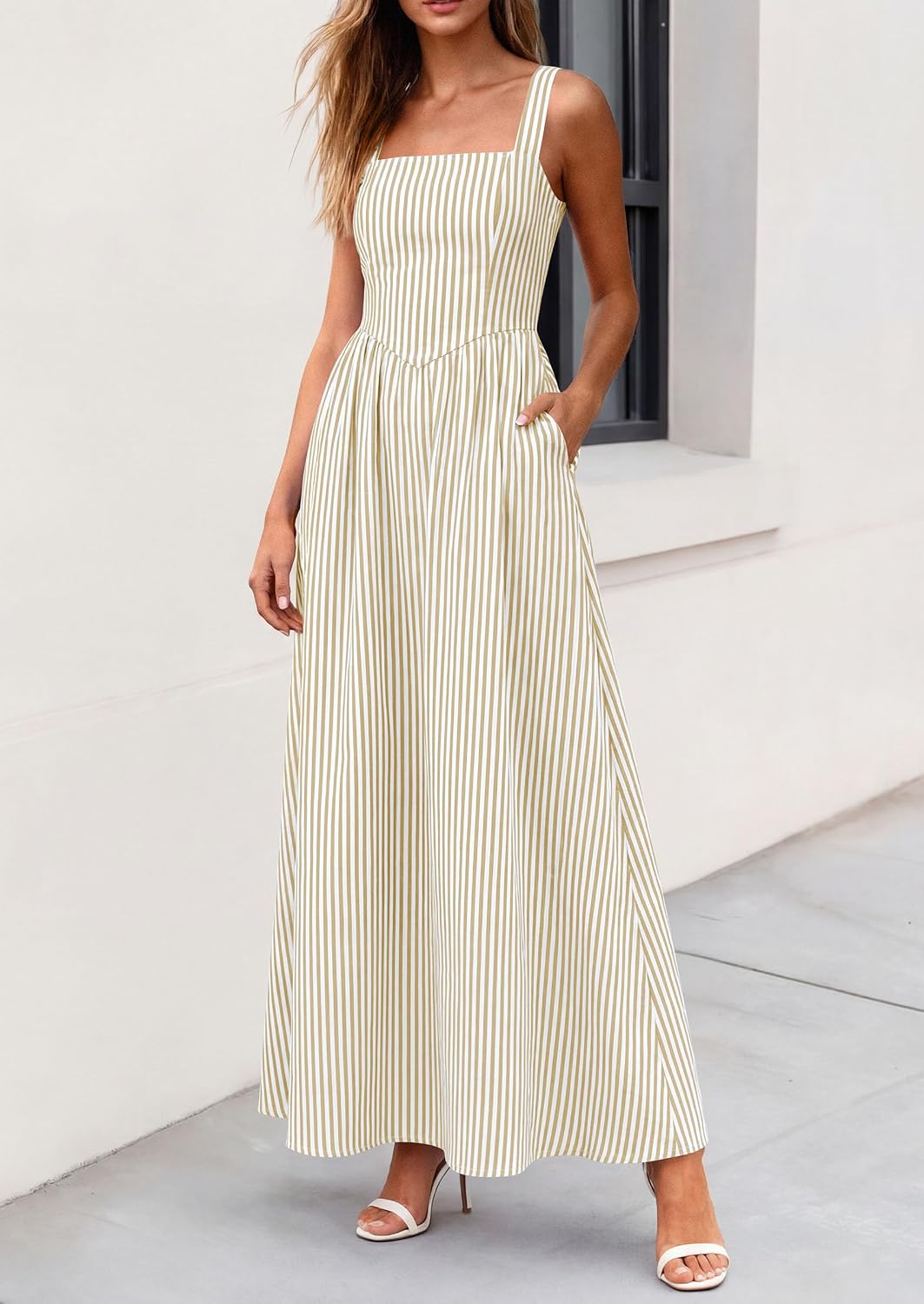 PRETTYGARDEN Women's Maxi Dress Summer Striped Sundress