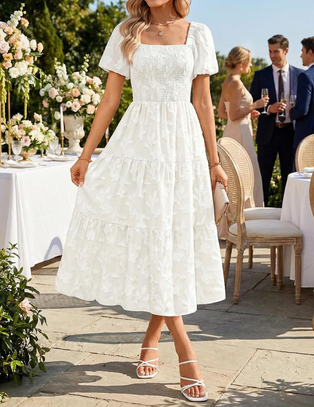 ZESICA Womens 2026 Summer Boho Wedding Guest Midi Dresses
