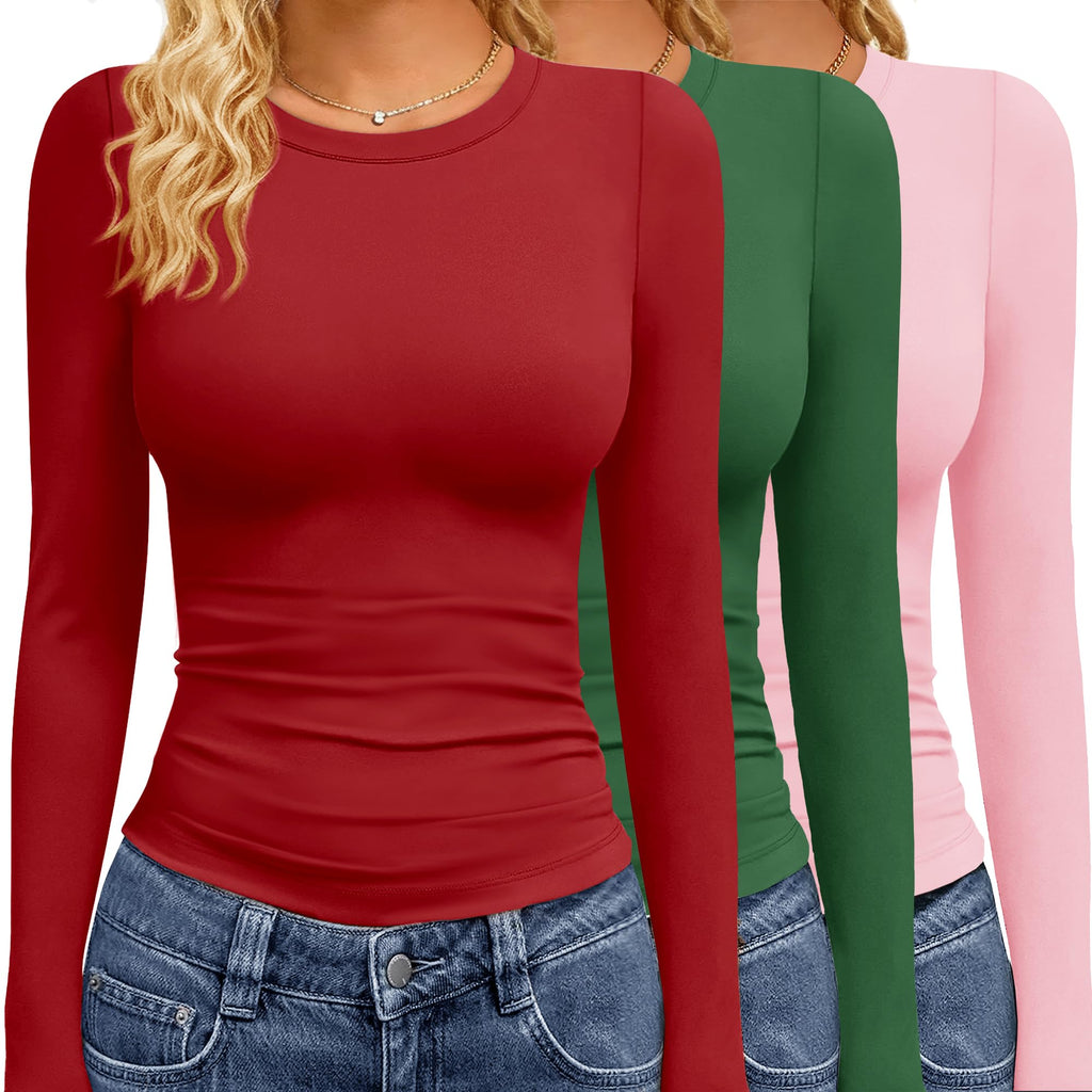 GAYHAY 3 Pack Womens Long Sleeve T Shirts Crew Neck Fall Winter Top 2026