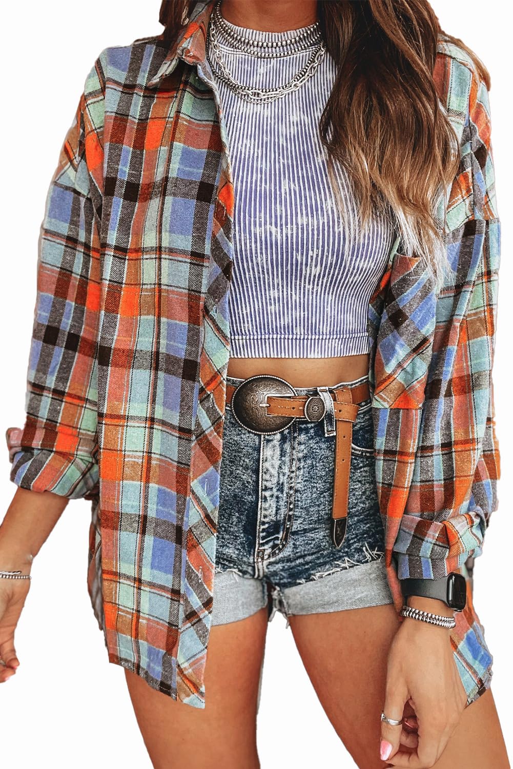 KevaMolly Plaid Flannel Shirts for Women Long Sleeve