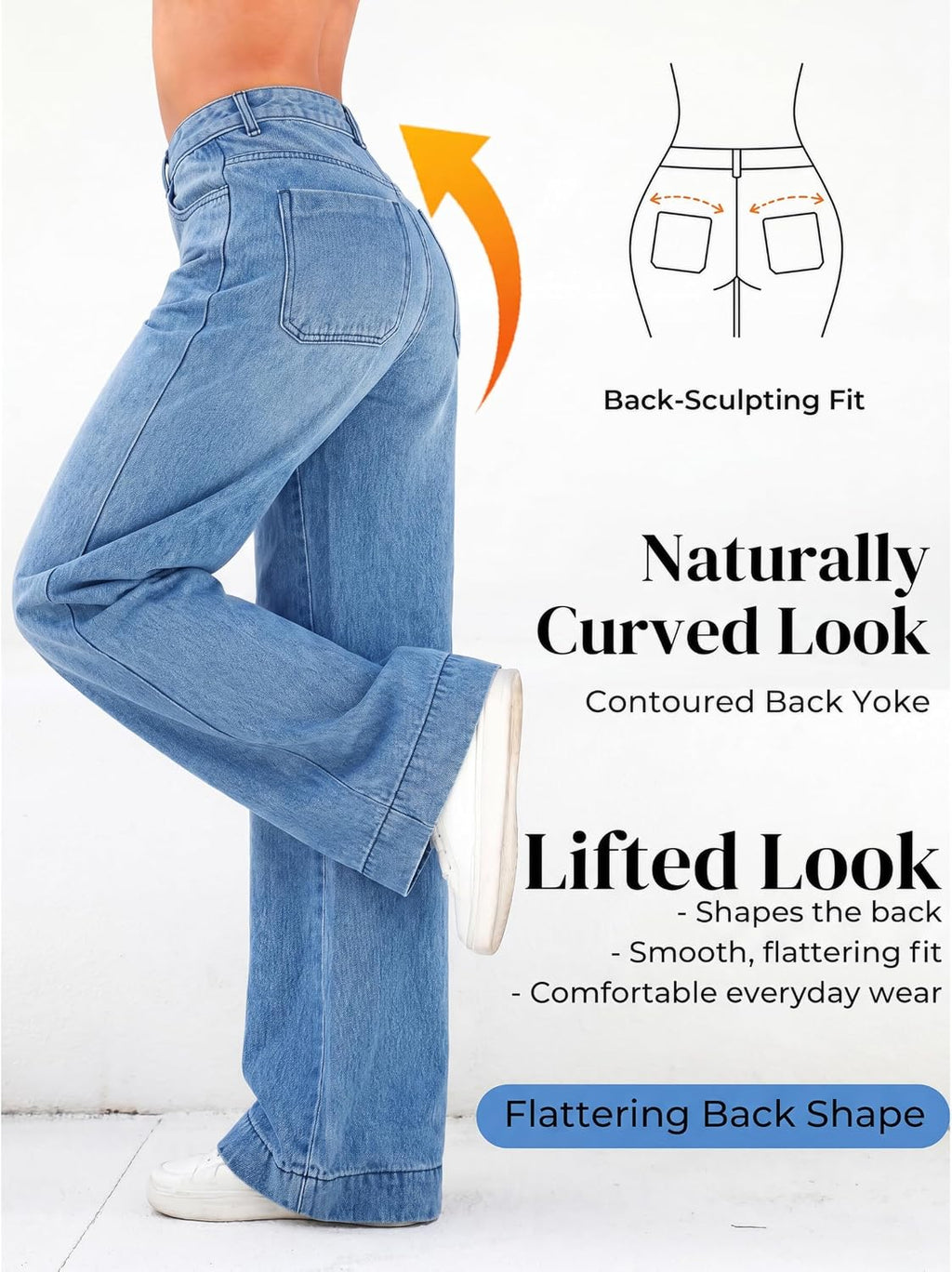 EMMIOL Women 2026 Wide Leg Jeans High Waist Stretchy Baggy Denim Pants