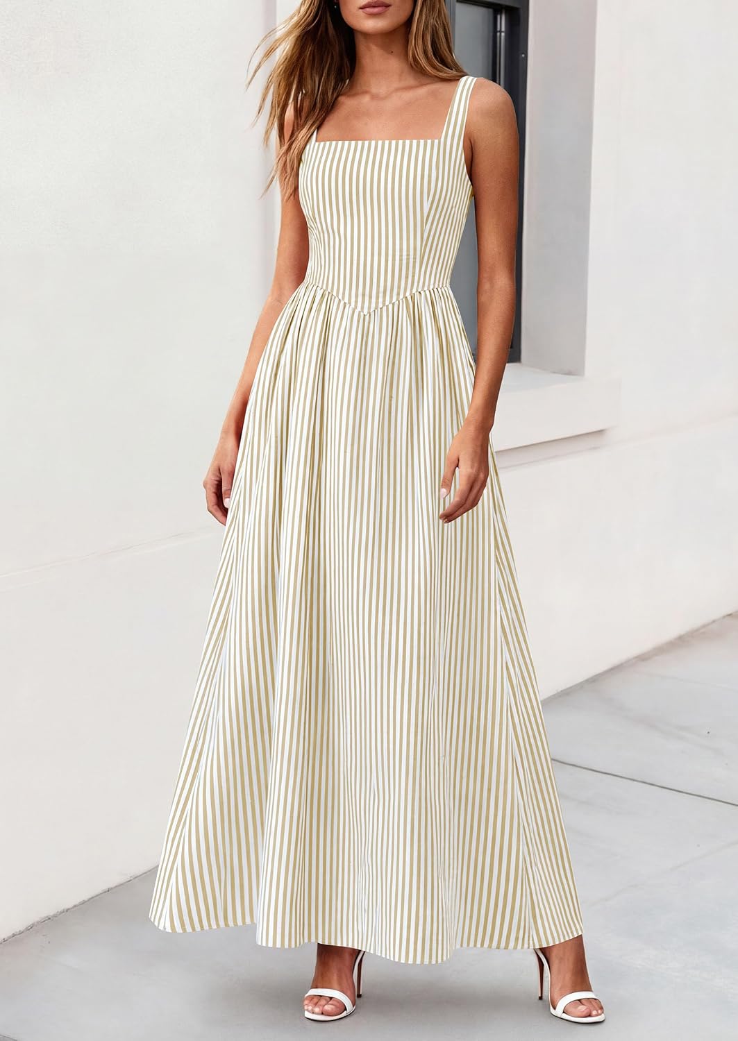 PRETTYGARDEN Women's Maxi Dress Summer Striped Sundress