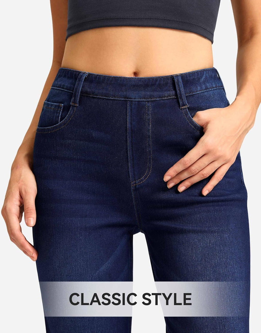 Rammus Womens Stretchy Pull on Straight Leg Jeans