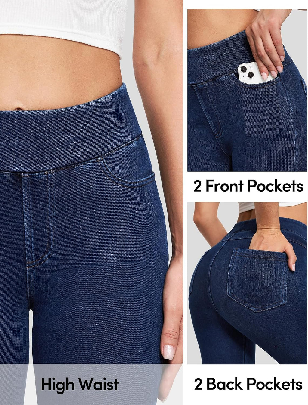 IUGA Stretchy Jeans for Women Pull On Jeggings High Waist Denim Leggings
