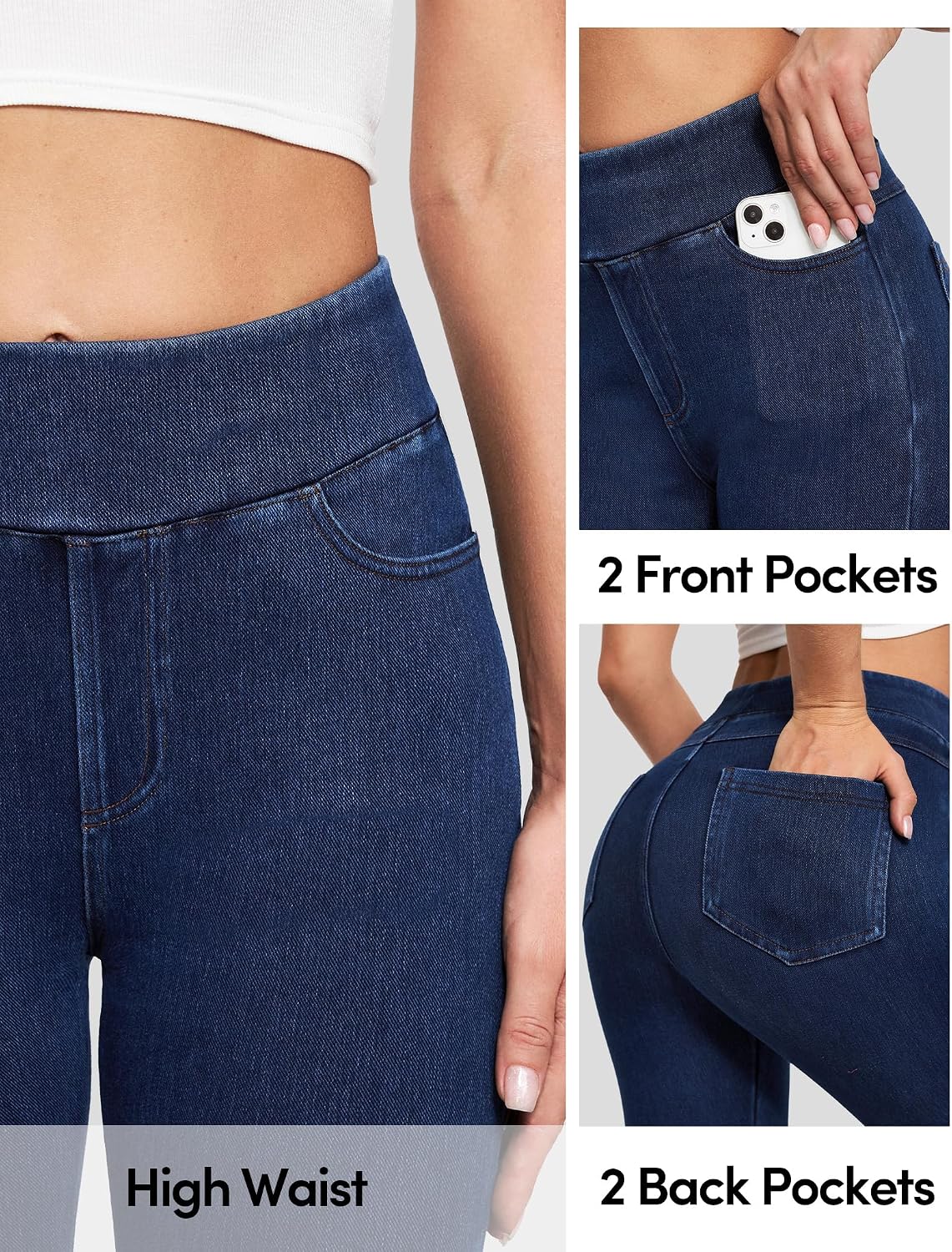 IUGA Stretchy Jeans for Women Pull On Jeggings High Waist Denim Leggings