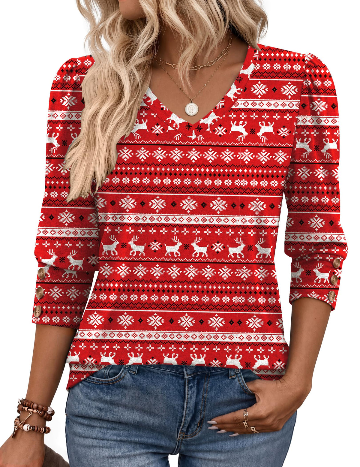 Zeagoo Womens 3/4 Sleeve V Neck T Shirts Dressy Casual Tops